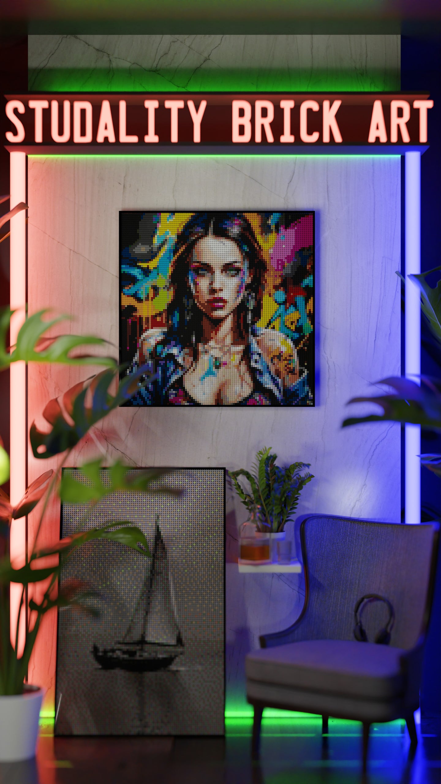 Euphoria in Motion LEGO® Style mosaic pixel art design for display